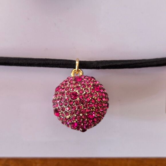 White House Black Market Round Fireball Crystal Embellished Hair Ties Pink 2 Set